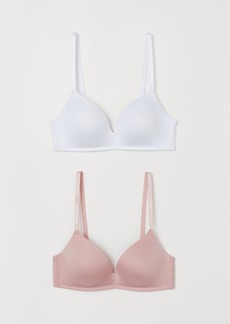 H&M H & M - 2-pack Microfiber Soft-cup Padded Bras - Pink