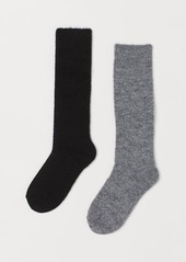 H&M H & M - 2-pack Wool-blend Knee Socks - Gray