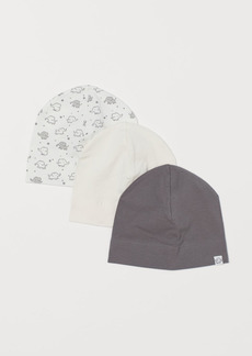H&M H & M - 3-pack Cotton Jersey Hats - White