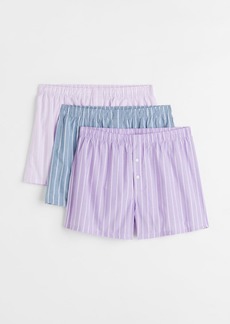 H&M H & M - 3-pack Woven Cotton Boxer Shorts - Purple
