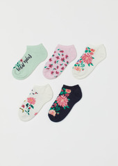 H&M H & M - 5-pack Floral Ankle Socks - White