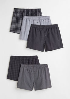 H&M H & M - 5-pack Woven Cotton Boxer Shorts - Black