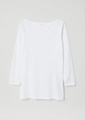 H&M H & M - Boat-necked Jersey Top - White