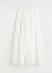 H&M H & M - Cotton Skirt with Eyelet Embroidery - White