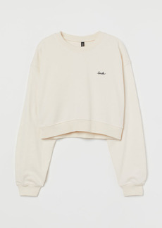 H&M H & M - Crop Sweatshirt - White