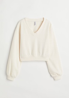 H&M H & M - Crop Sweatshirt - White