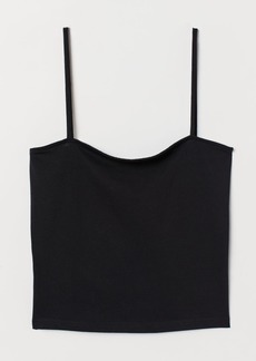 H&M H & M - Cropped Jersey Camisole Top - Black