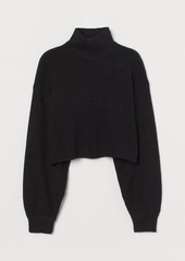 H&M H & M - Cropped Turtleneck Sweater - Black