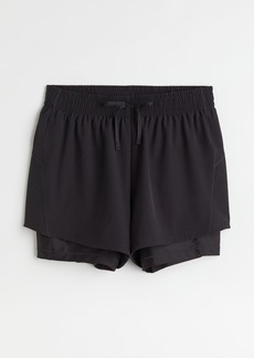 H&M H & M - DryMove Double-layered Running Shorts - Black
