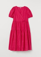 H&M H & M - Embroidered Cotton Dress - Pink