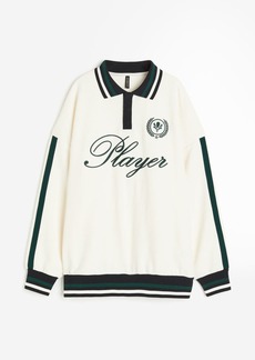 H&M H & M - Embroidered Rugby Shirt - White
