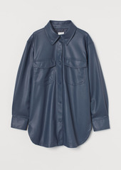 H&M H & M - Faux Leather Shirt Jacket - Blue