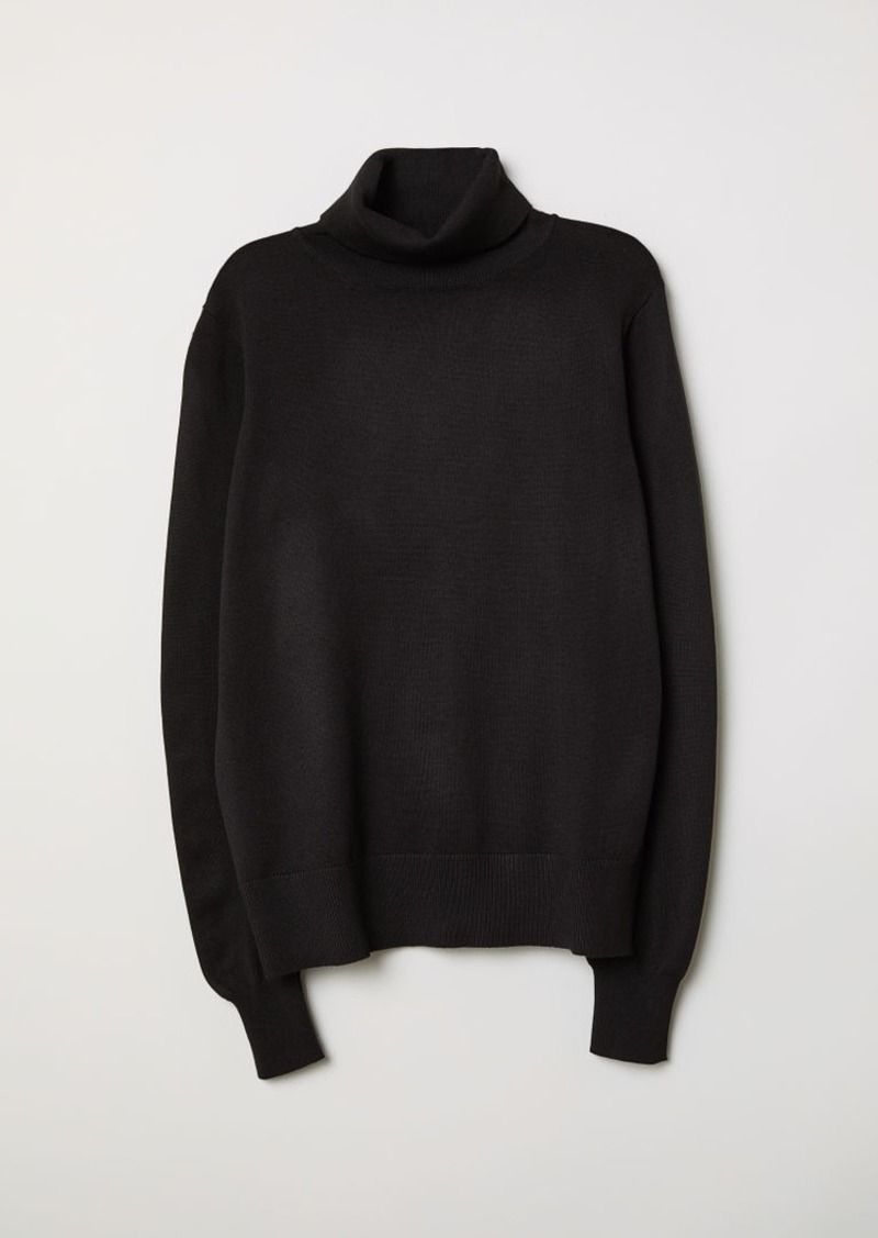 H & M - Fine-knit Turtleneck Sweater - Black