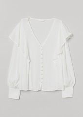 H&M H & M - Flounce-trimmed Blouse - White