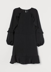 H&M H & M - Flounce-trimmed Dress - Black