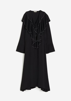 H&M H & M - Flounce-trimmed Viscose Dress - Black