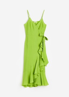 H&M H & M - Flounce-trimmed Wrap Dress - Green