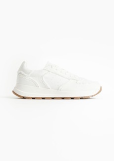 H&M H & M - Frayed-edge Twill Sneakers - White