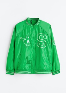H&M H & M - H & M+ Embroidered Baseball Jacket - Green