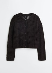 H&M H & M - Hole-knit Cardigan - Black