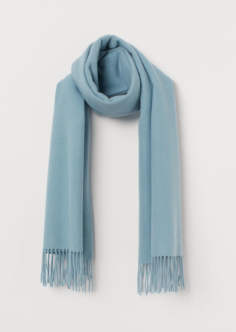 H & M - Large Wool Scarf - Turquoise