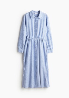 H&M H & M - Linen-blend Shirt Dress - Blue