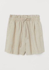 H&M H & M - Linen-blend Shorts High Waist - White