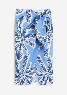 H&M H & M - Linen-blend Wrap-front Skirt - Blue