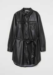 H&M H & M - MAMA Faux Leather Shirt - Black