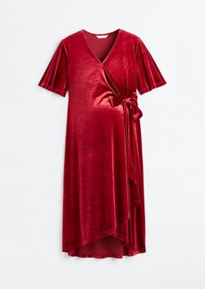 H&M H & M - MAMA Velour Wrap Dress - Red