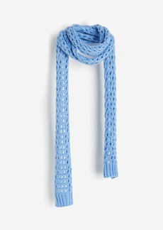 H&M H & M - Narrow Hole-knit Scarf - Blue