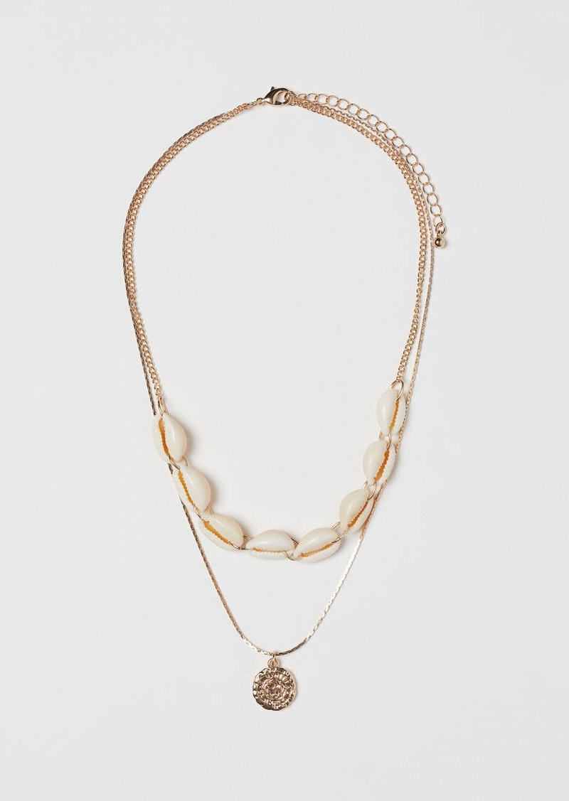 H & M - Necklace with Shells - Gold