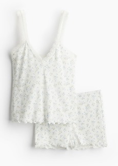 H&M H & M - Pajama Camisole Top and Shorts - White