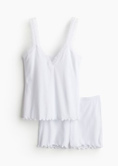 H&M H & M - Pajama Camisole Top and Shorts - White