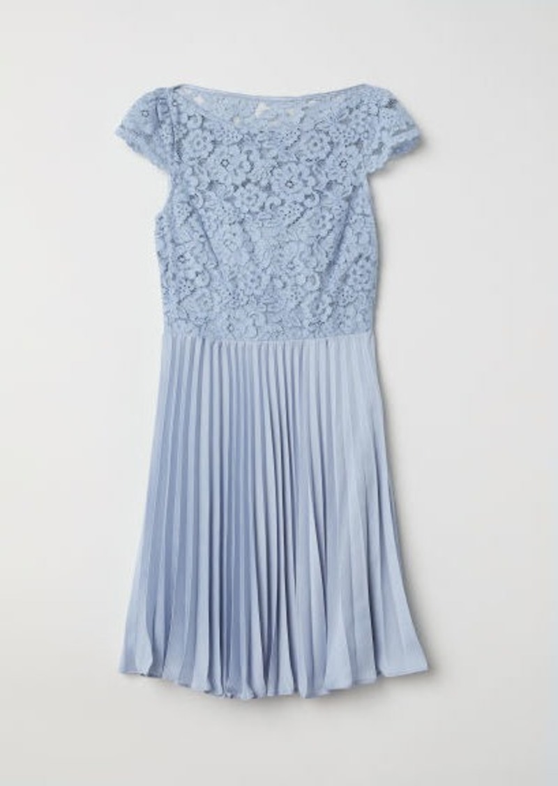 h and m blue and white dress