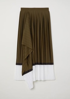 H&M H & M - Pleated Wrap-front Skirt - Green