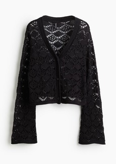 H&M H & M - Pointelle-knit Cardigan - Black