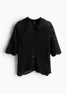 H&M H & M - Pointelle-knit Cardigan - Black
