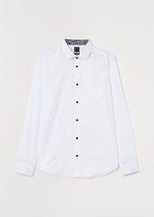 H&M H & M - Slim Fit Premium Cotton Shirt - White