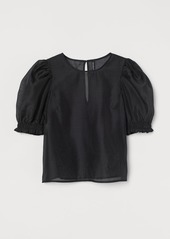 H&M H & M - Puff-sleeved Blouse - Black