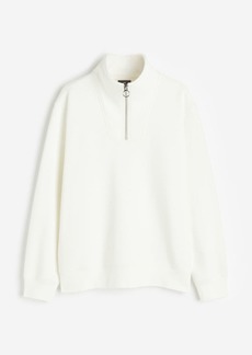 H&M H & M - Regular Fit Half-zip Sweatshirt - White