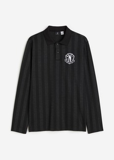 H&M H & M - Regular Fit Long-sleeved Polo Shirt - Black