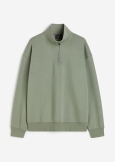 H&M H & M - Relaxed Fit Half-zip Sweatshirt - Green