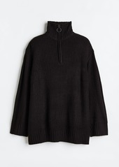 H&M H & M - Rib-knit Half-zip Sweater - Black