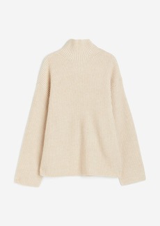 H&M H & M - Rib-knit Mock Turtleneck Sweater - Beige