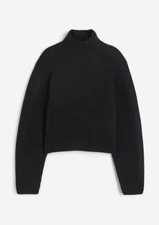 H&M H & M - Rib-knit Mock Turtleneck Sweater - Black