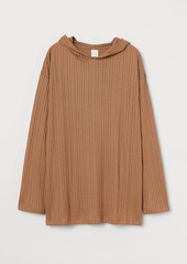H&M H & M - Ribbed Hooded Sweater - Beige