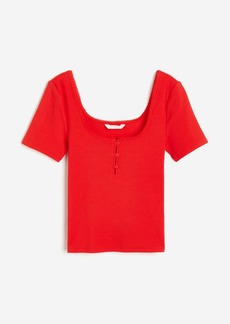 H&M H & M - Ribbed Jersey Top - Red
