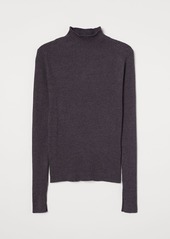 H&M H & M - Ribbed Mock-turtleneck Sweater - Purple