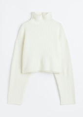 H&M H & M - Ribbed Mock Turtleneck Sweater - White